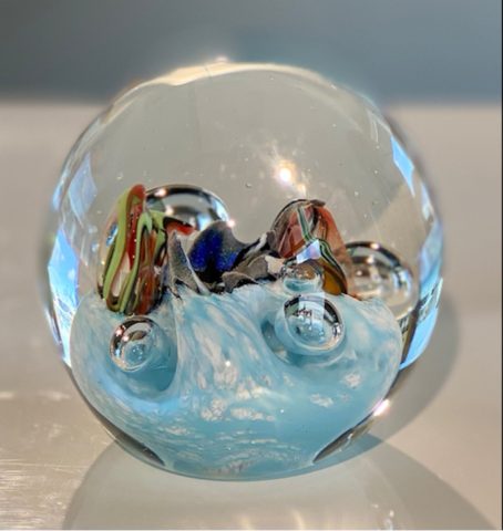 Glass paper weight - Baby blue