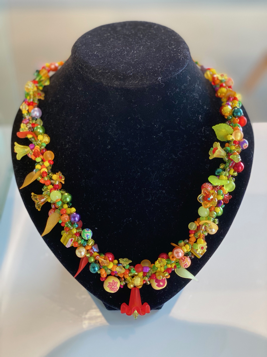 Necklace - yellows, greens,oranges