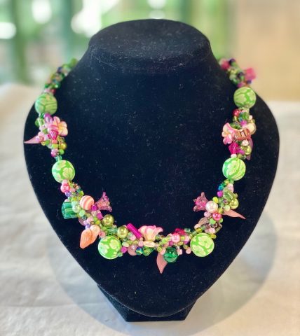 Multi colour (pink/green) necklace