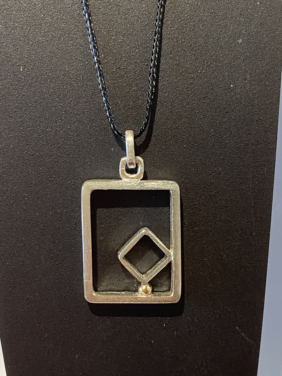 Square frame with gold ball pendant (small) - GOLD BALL SERIES