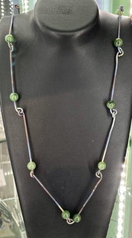 NA150- Pounamu and titanium necklace