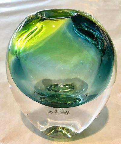 Eclipse Vase - lime/steel blue