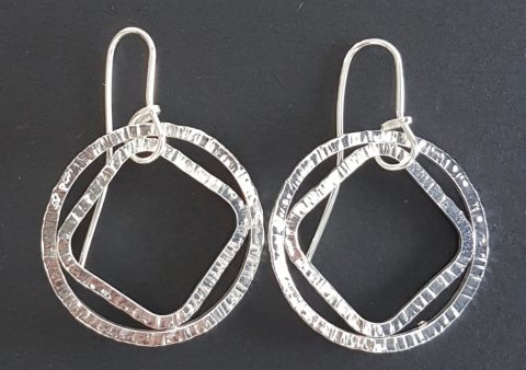 Forged Loop and Diamond earrings (L)