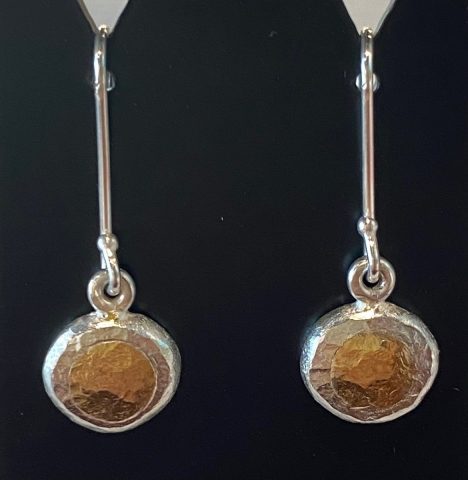 Fine and Sterling silver earrings with 22 ct. gold - hooks (long)