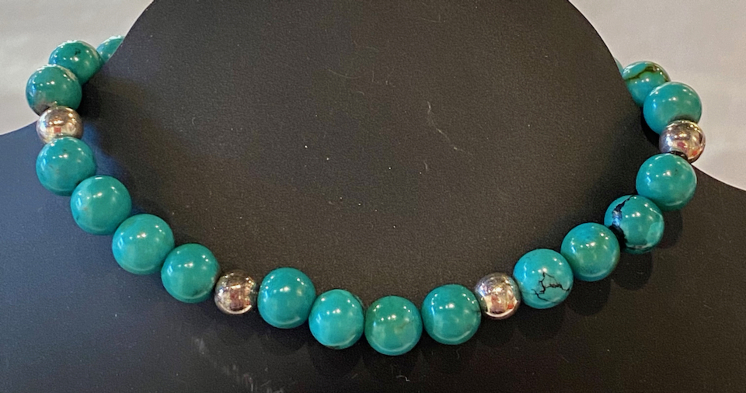 Turquoise and silver bead Bracelet (2575150)