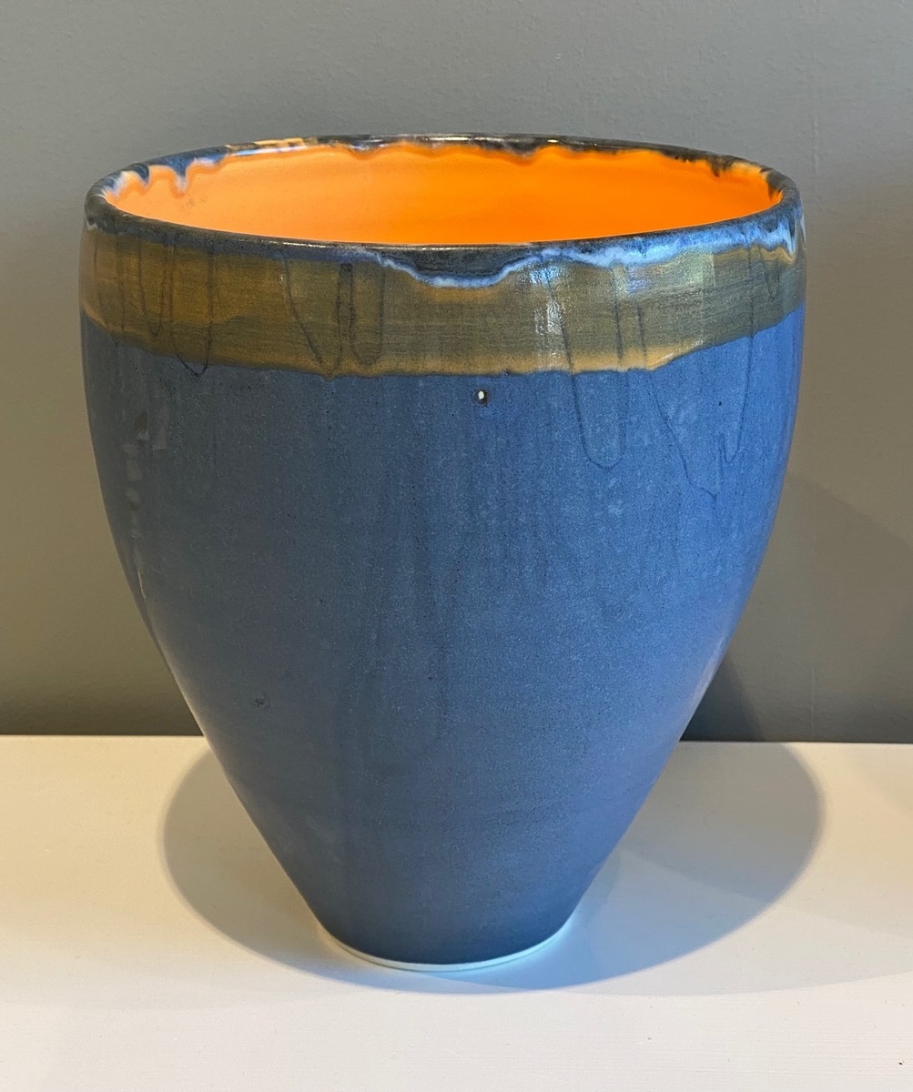 Large Stoneware vase form (orange internal)