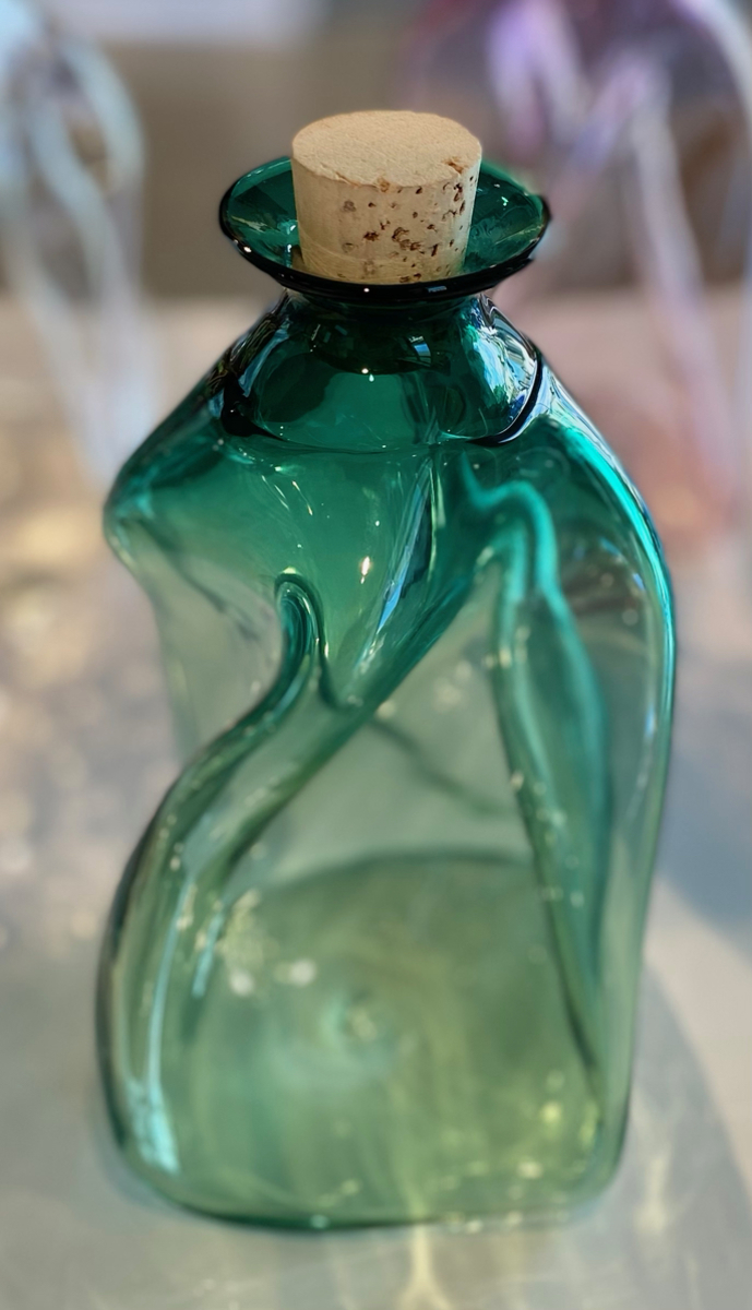 Twisted Oil/Vinegar bottle - green
