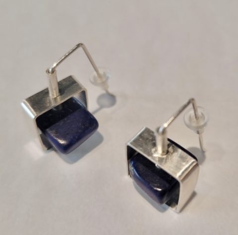 Framed - Lapis Lazuli and sterling silver earrings