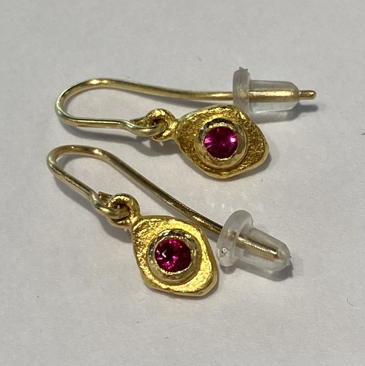 Ruby and 22ct gold drop earrings