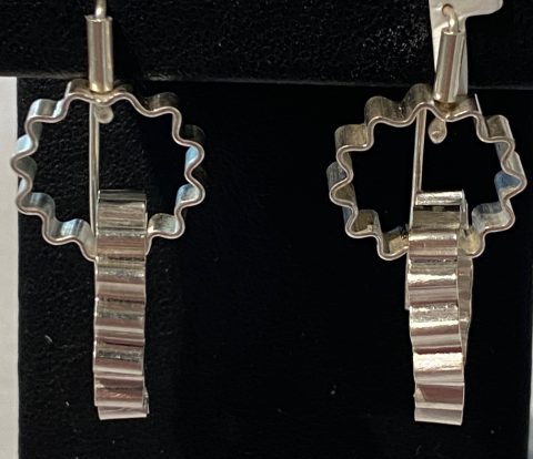 Corrugated Hoops -double - sterling silver - earrings
