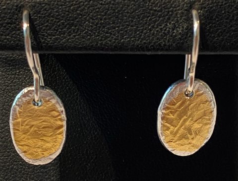 Fine silver and fine gold and sterling silver Oval Earrings
