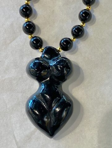 Obsidian GODDESS onyx pendant (includes earrings) 25765