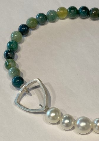 Moss Agate and Pearl Necklace