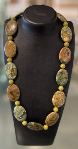 Ocean Jasper and lemon quartz necklace (set)