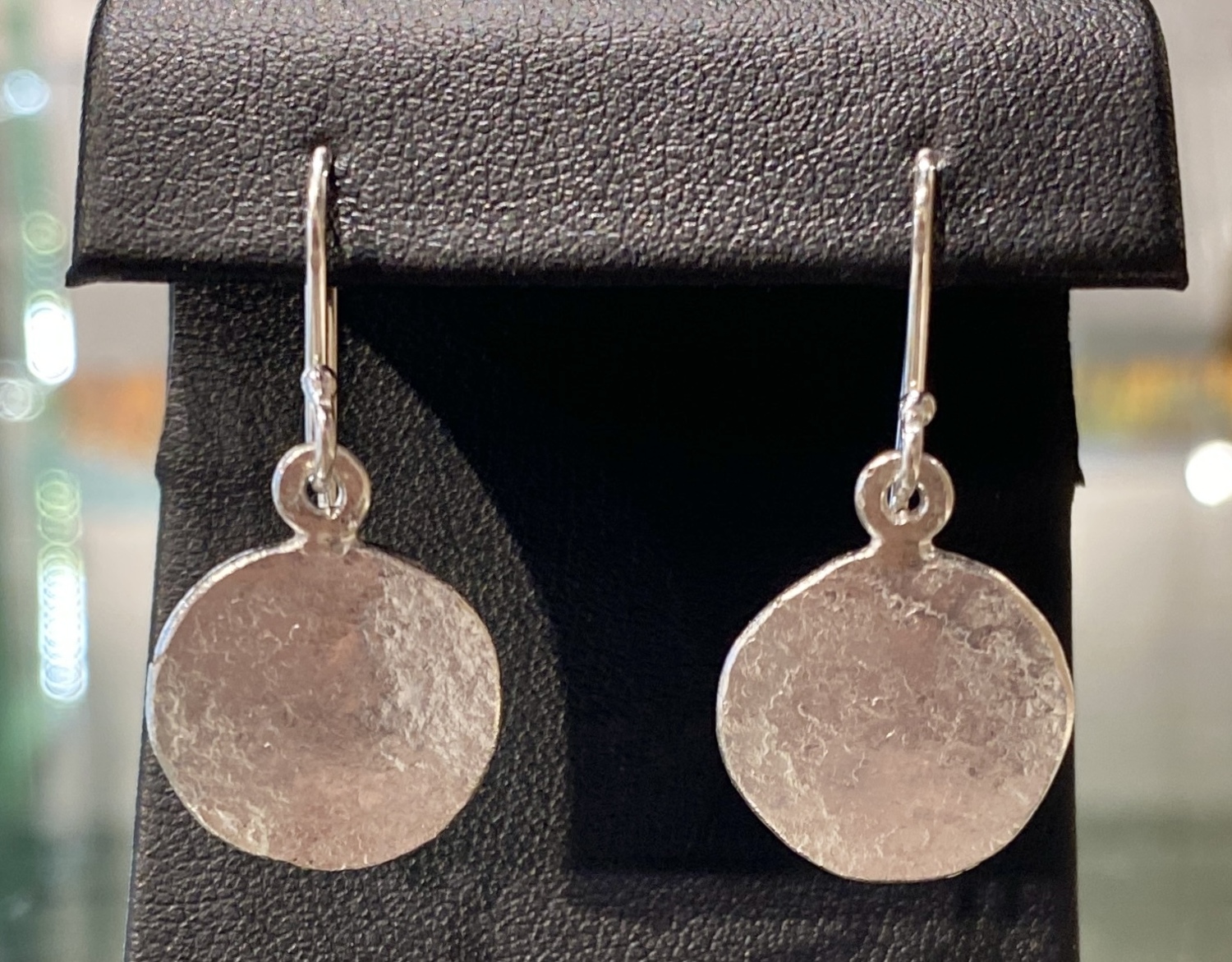 Single Disc earrings - forged Fine and sterling silver