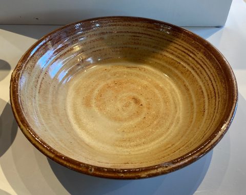 Straw coloured oven proof dish