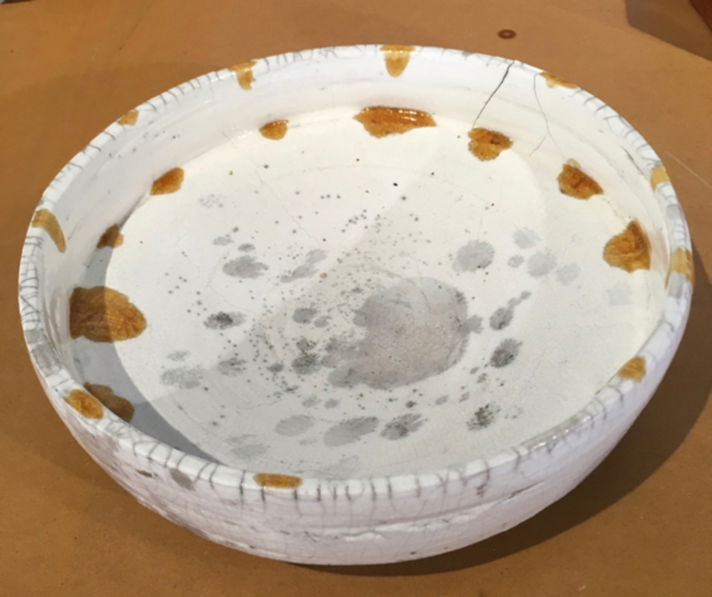 Large White raku bowl