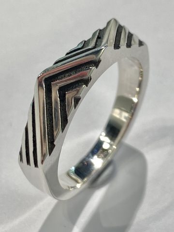 Patterned Stacker Ring - Stg. Silver - size P