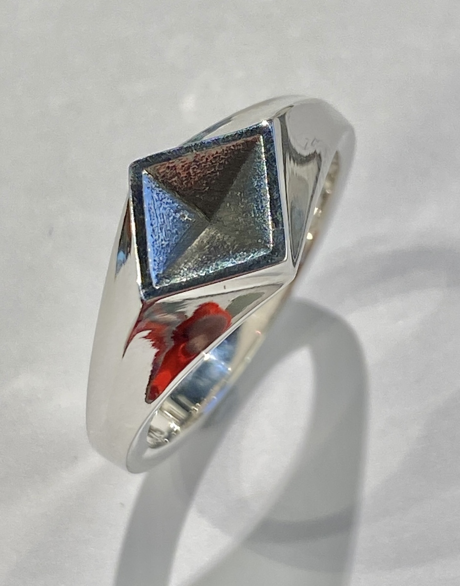 Diamond Signet Ring - Stg. Silver - size Q