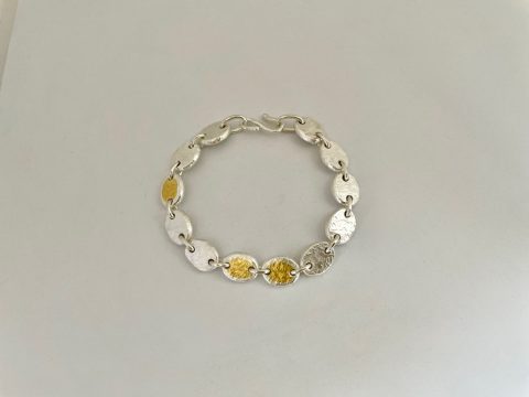 Stg. Silver and fine silver and fine gold bracelet