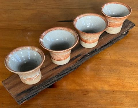 Cappuccino Cups - set of 4 on timber base