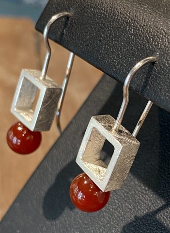 Square + carnelian earrings