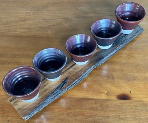 Cappuccino  Cups - set of 5 on timber base