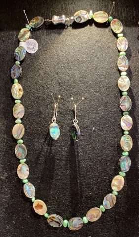 Paua Shell necklace and earrings