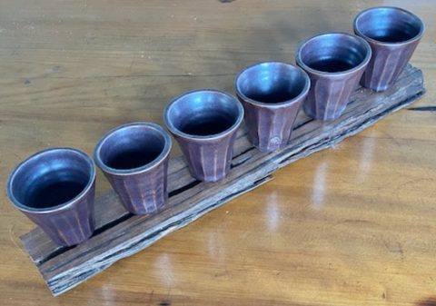 Cappuccino  Cups - set of 6 on timber base